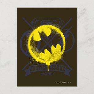 Fladdermus-symbol som märkts över Justice League Vykort