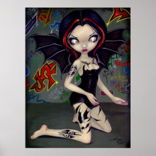 Fladdermus Tattoos urban fairy tribal graffiti Art Poster