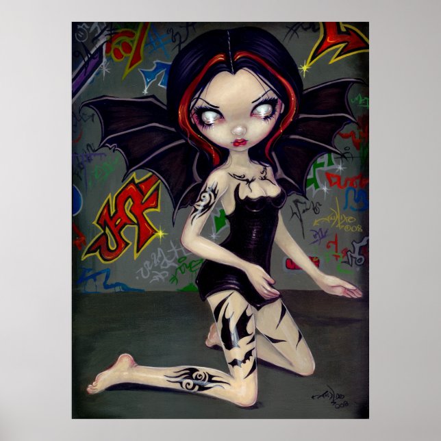 Fladdermus Tattoos urban fairy tribal graffiti Art Poster (Framsidan)