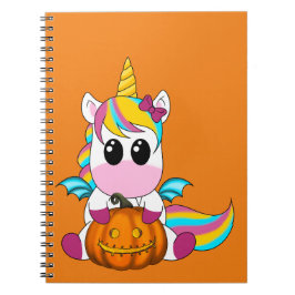 Fladdermus unicorn med Halloween pumpkin Anteckningsbok