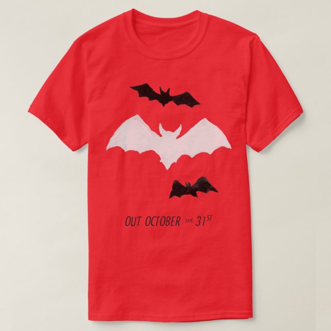 Fladdermus ut på Halloween T Shirt (Design framsida)