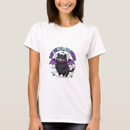 Fladdermusvingar Stora Kurrar Söt Svart Katt Hallo T Shirt