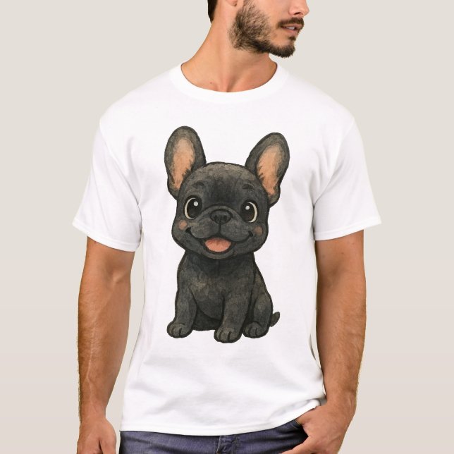 Fladderörade Filosofen: Klassisk Fransk Bulldog T Shirt (Framsida)