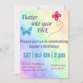 fladdra in i år fem - födelsedagsinbjudan inbjudningar
