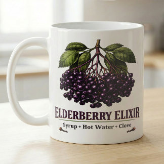 Fläderbärssirap Recept Vintage Botanisk Konst Kaffemugg
