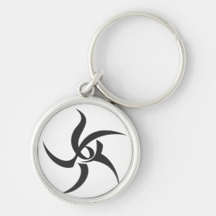 Fläderen undertecknar Keychain Rund Silverfärgad Nyckelring
