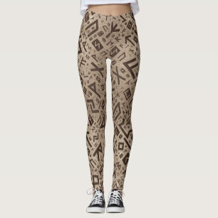 Fläderrunor - Futhark mönsterguld som inramas p Leggings
