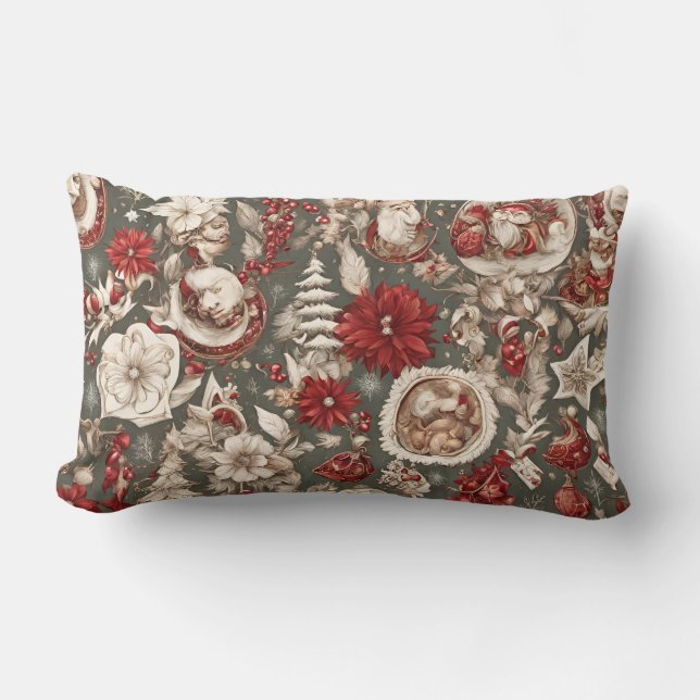 Fläertalsisk Juldekorationer, blommor Lumbarkudde (Framsida)