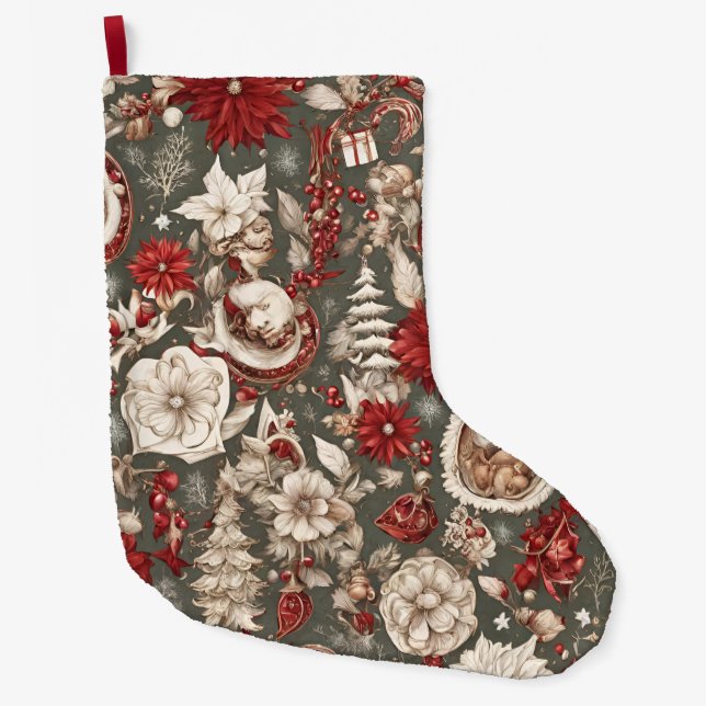 Fläertalsisk Juldekorationer, blommor Stor Julstrumpa (Framsidan)