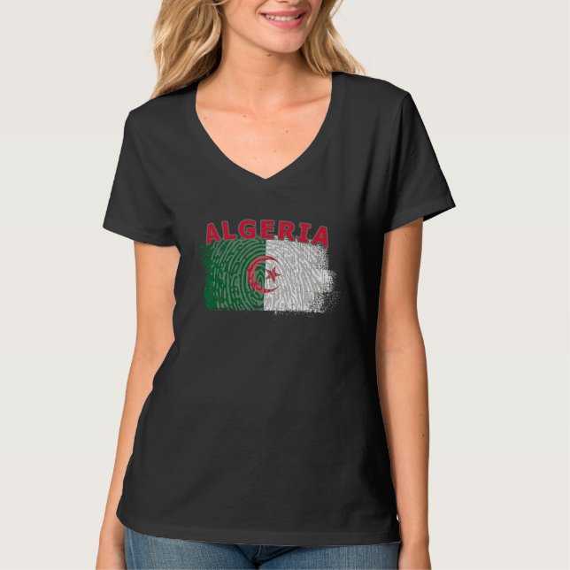Flag Algeria Nationality State North Africa T Shirt (Framsida)