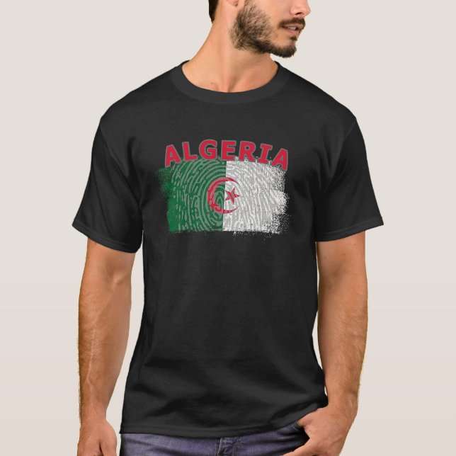 Flag Algeria Nationality State North Africa T Shirt (Framsida)