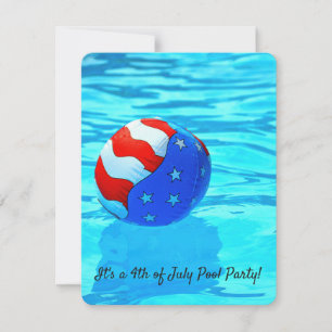 flag badboll i pool för 4 juli fest inbjudningar