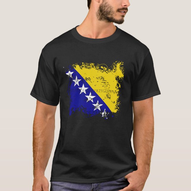 Flag Bosnia Herzegowina Nationality State Origin T Shirt (Framsida)