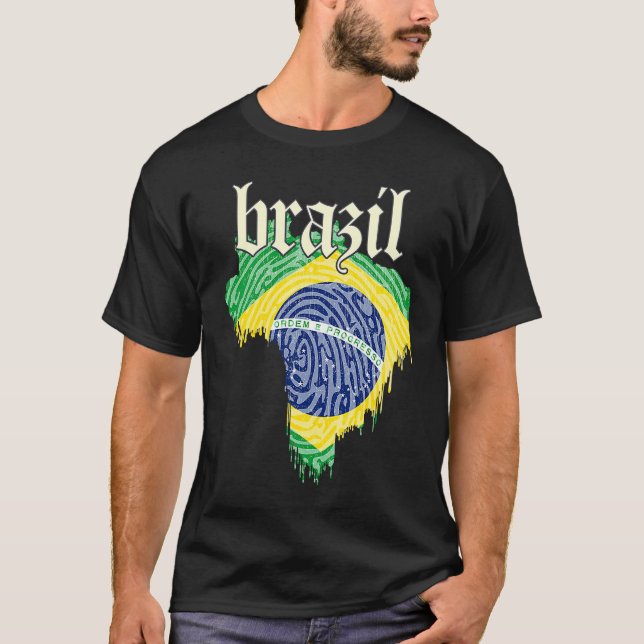 Flag Brazil Nationality State Origin T Shirt (Framsida)