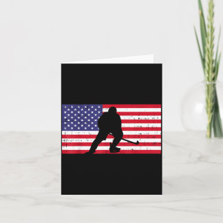 Flag ice hockey player vintage patriotic men women kort