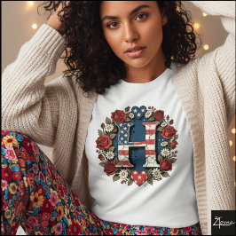 Flag Letter H Roses Wreath Monogram T Shirt