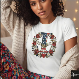 Flag Letter I Military Floral Wreath T Shirt
