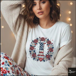 Flag Letter I Roses Heart Wreath T Shirt