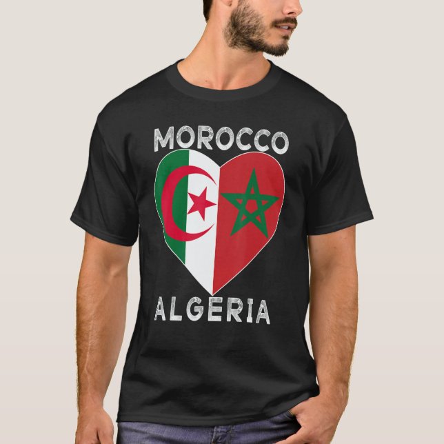 Flag Love Morocco Algeria I Love Morocco Algeria S T Shirt (Framsida)