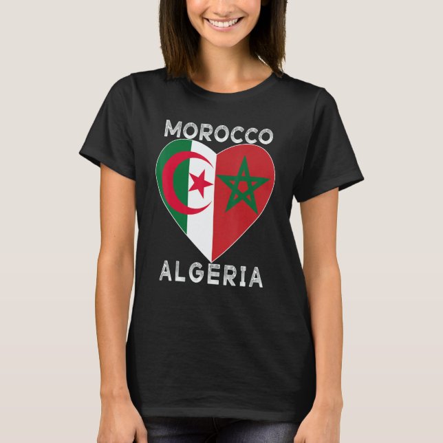Flag Love Morocco Algeria I Love Morocco Algeria S T Shirt (Framsida)