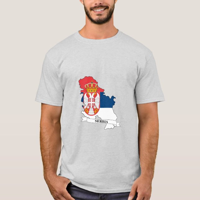 Flag map of Serbia T Shirt (Framsida)