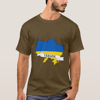 Flag map of Ukraine T Shirt