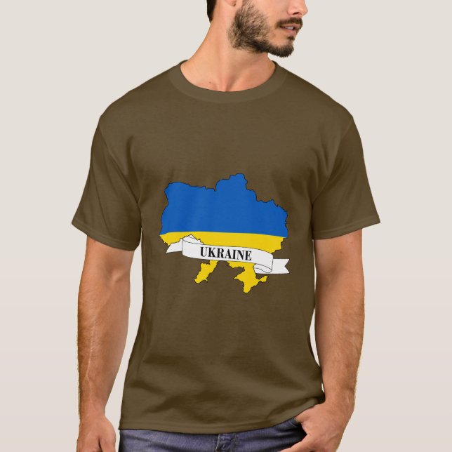 Flag map of Ukraine T Shirt (Framsida)