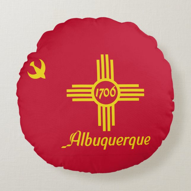 Flag of Albuquerque, New Mexico Round Pillow Rund Kudde (Framsidan)