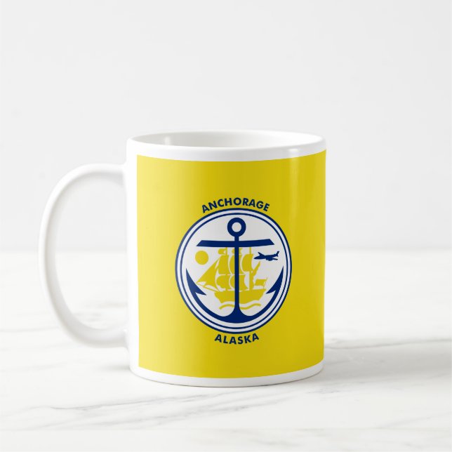 Flag of Anchorage, Alaska Coffee Mug Kaffemugg (Vänster)