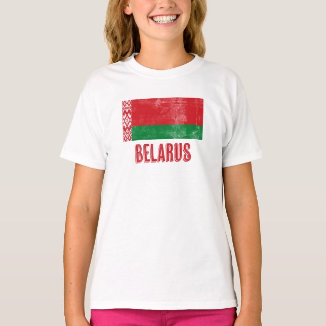 Flag of Belarus "Grunge" look. T Shirt (Framsida)
