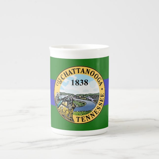 Flag of Chattanooga, Tennessee Bone China Mug Benporslin Mugg (Framsidan)
