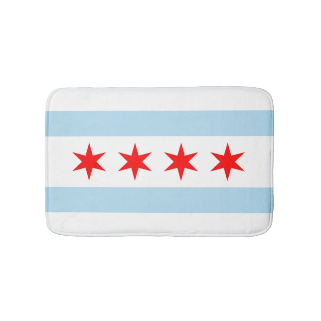 Flag of Chicago, Illinois Bathroom Mat Badrumsmatta (Framsidan)