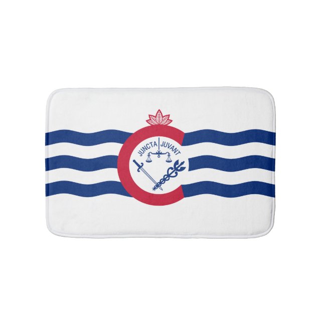 Flag of Cincinnati, Ohio Bathroom Mat Badrumsmatta (Framsidan)