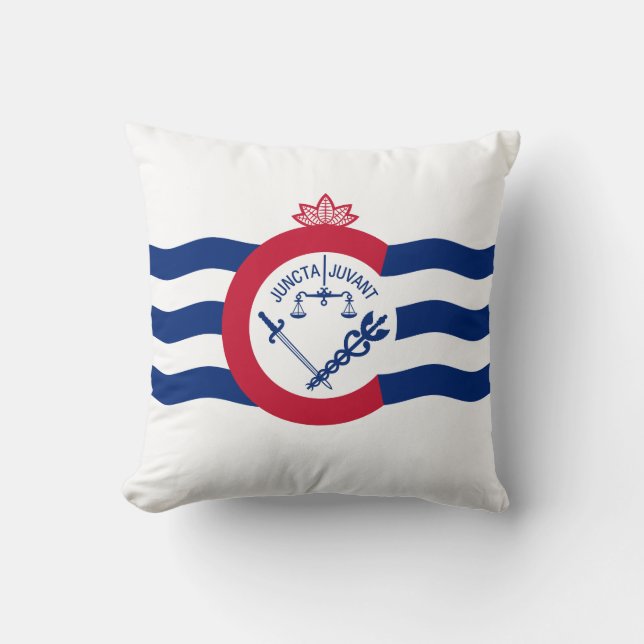 Flag of Cincinnati, Ohio Throw Pillow Kudde (Framsida)