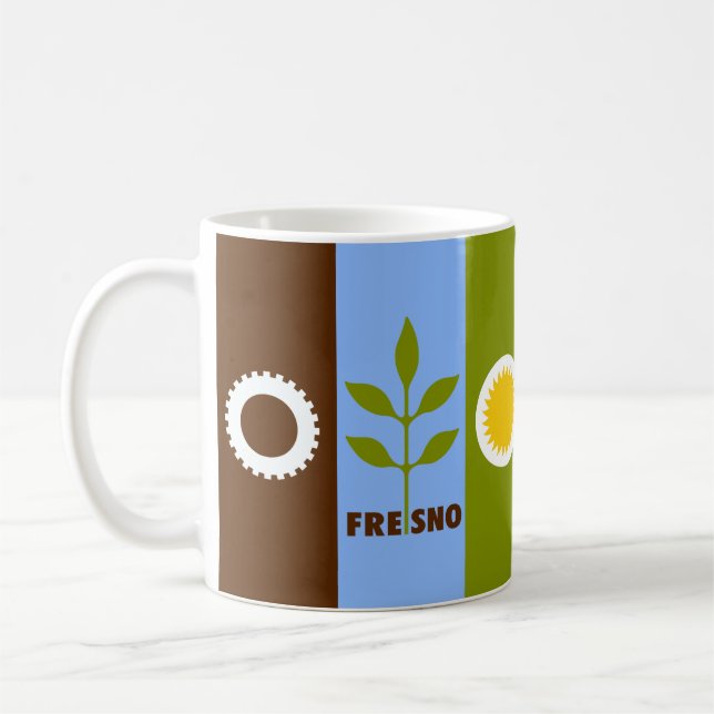 Flag of city of Fresno, California Coffee Mug Kaffemugg (Vänster)