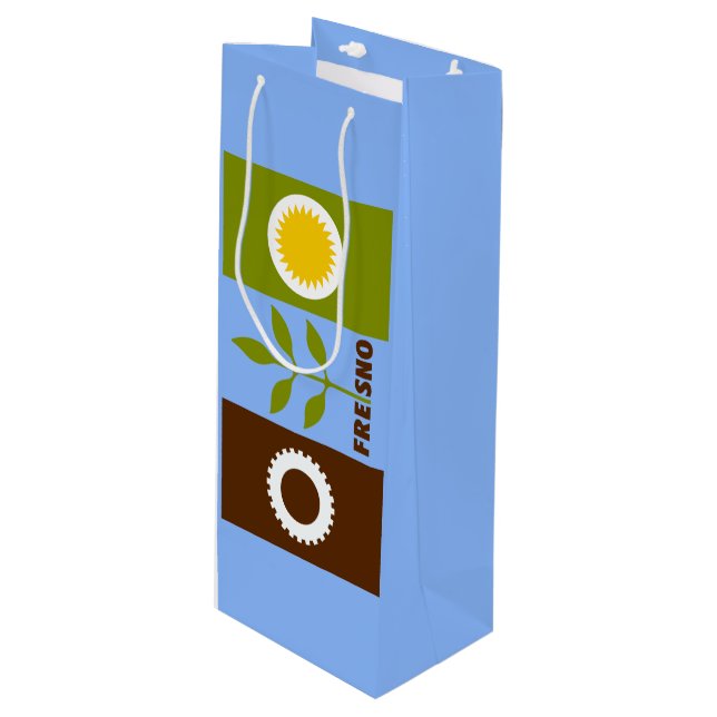 Flag of city of Fresno, California Wine Gift Bag (Framsidan Vinklad)