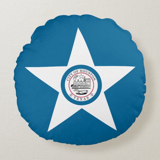 Flag of city of Houston, Texas Round Pillow Rund Kudde (Framsidan)
