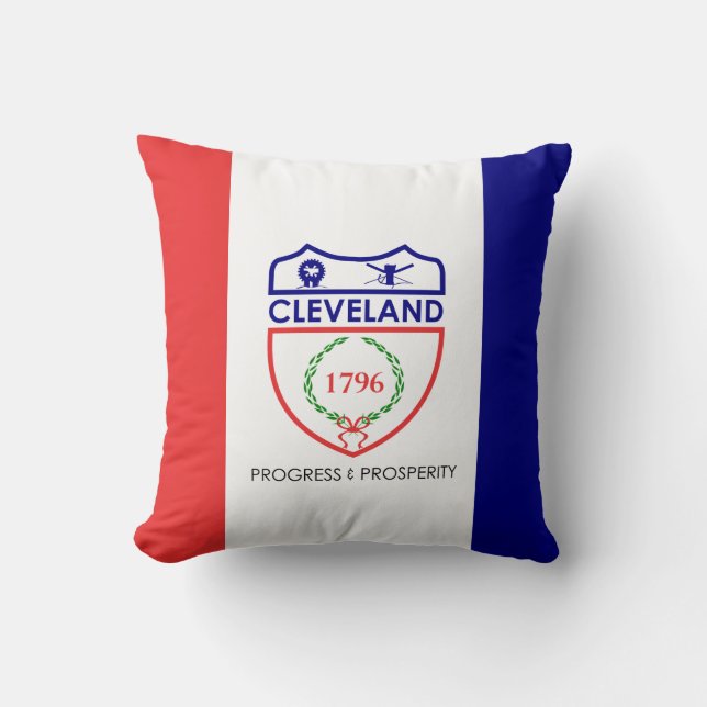Flag of Cleveland, Ohio Throw Pillow Kudde (Framsida)