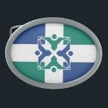 Flag of Columbia, Missouri<br><div class="desc">Belt Buckle with a design with the flag of Columbia, Missouri. A blue and green flag with a white cross</div>