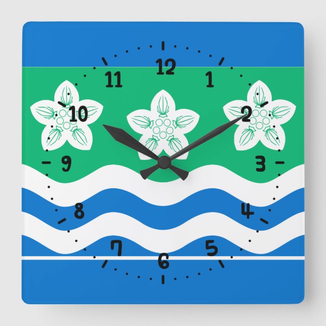 Flag of Cumberland Square Wall Clock Fyrkantig Klocka (Framsida)