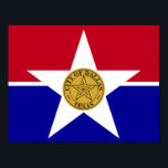 Flag of Dallas, Texas Poster<br><div class="desc">Poster with flag of city of Dallas,  Texas; flag with red and blue horizontal bands with seal of the city inside of a white star in the center</div>