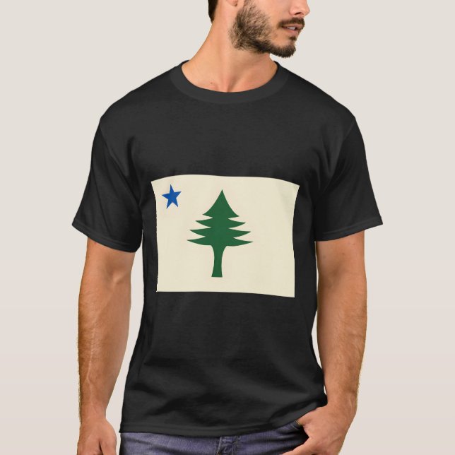 Flag Of Maine 1901 Maine State Flag E Tree State T Shirt (Framsida)