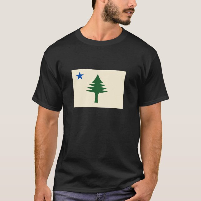 Flag of Maine 1901 Maine State Flag Pine Tree Stat T Shirt (Framsida)