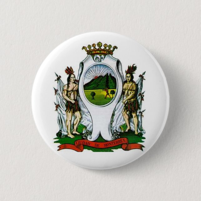 Flag of Monterrey, Nuevo León - MEXICO Button Knapp (Framsida)