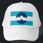 Flag of Ogden, Utah Keps<br><div class="desc">Trucker Hat with a design with the flag of Ogden, Utah. A blue and white flag with mountain peaks in the center</div>