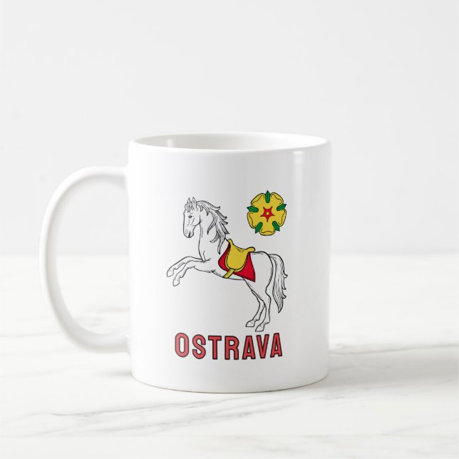 Flag of Ostrava, Czech Republic Kaffemugg (Vänster)