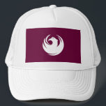 Flag of Phoenix, Arizona Keps<br><div class="desc">Trucker Hat with a design with the flag of Phoenix,  Arizona. A maroon flag with a white phoenix in the center</div>