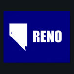 Flag of Reno, Nevada Poster<br><div class="desc">Poster with flag of city of Reno,  Nevada; blue flag with white shape of Nevada with star symbolizing Reno’s location inside the state</div>
