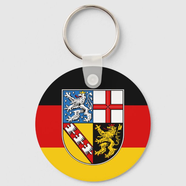 Flag of Saarland Keychain Nyckelring (Framsida)