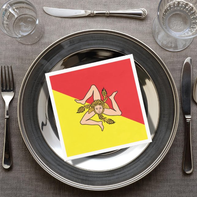 Flag of Sicily Sicilian Party & Dinner Pappersservett (Flag of Sicily Napkins for Sicilian Dinner Table and Celebrations)